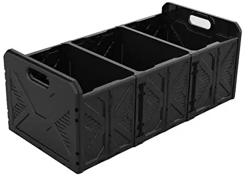 Cutequeen Plastic Thick Collapsible Multi Compartments Collapsible Portable Organizer Basket Non Slip Bottom For Car Organizer,Car Storage Organizer,Car Trunk Organizer (34.2"x16.2"x13"...