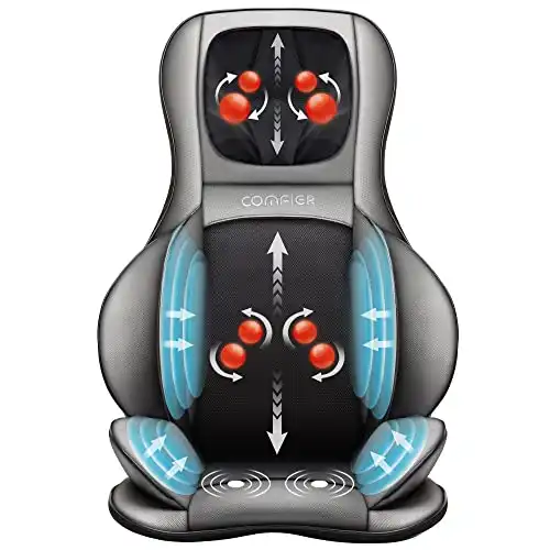 COMFIER Shiatsu Neck Back Massager with Heat, 2D ro 3D Kneading Massage Chair Pad, Adjustable Compression Seat Massager for Full Body Relaxation, Gifts for Women Men,Dark Gray