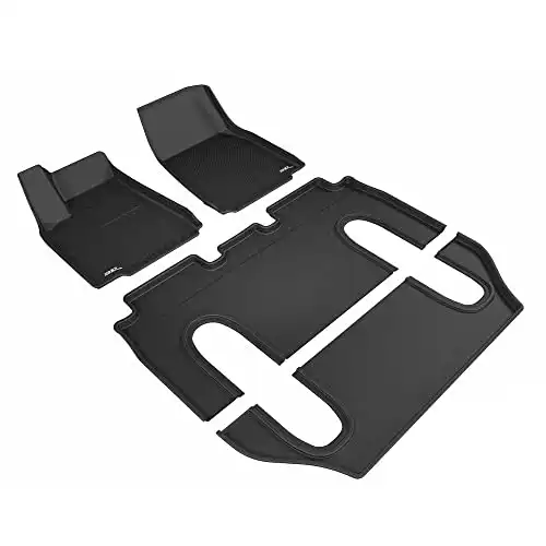 3D MAXpider Custom Fit All-Weather Floor Mat (Black) for 2016-2021 Tesla Model X [Non-folding 6 seat) - Complete Set