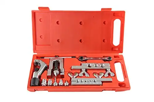 Shankly Flaring Tool Set (10 Piece - Professional Grade) Heavy Duty Brake Line Flaring Tool Kit and Swage Tool, Flare Tool with Tubing Straightener or Cutter (Not a Double Brake Flaring Tool)
