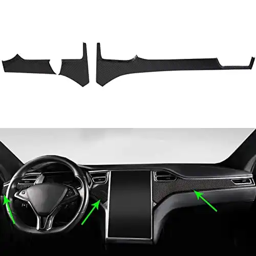 OBL Center Console Dashboard Cover Trim for Tesla Model X Model S 2014-2020 Car Interior Accessories ABS Imitation Carbon Fiber Inner Decoration - Middle Control Trim (Pack of 3)