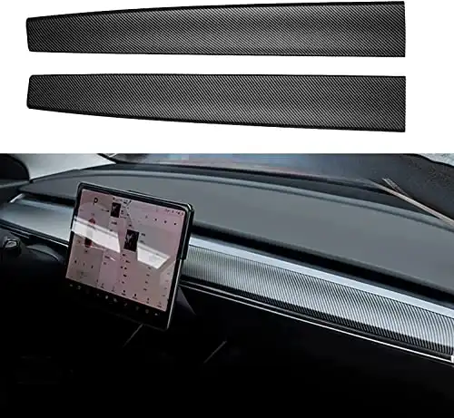 Topfit Model 3 and Model Y Dash ABS Matte Carbon Fiber Cap Covers Dashboard Sticker for Tesla Model 3&Y Wrap Accessories (M3/Y Dash)