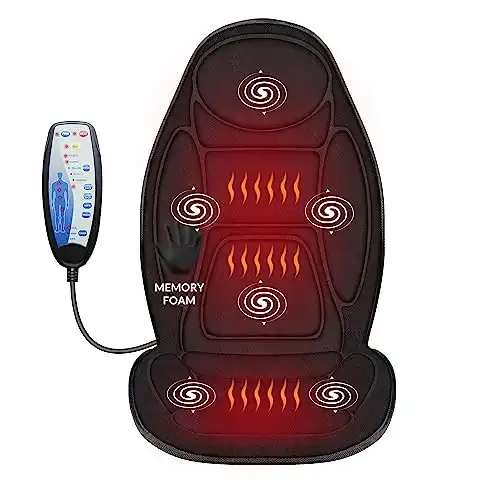 Snailax Memory Foam Vibration Back Seat Massager with Heat, Massage Chair Pad, Back Massager for Office,Home Use, Massage Seat Cushion with 5 Massage Modes & 2 Heat Settings, Gifts for Men